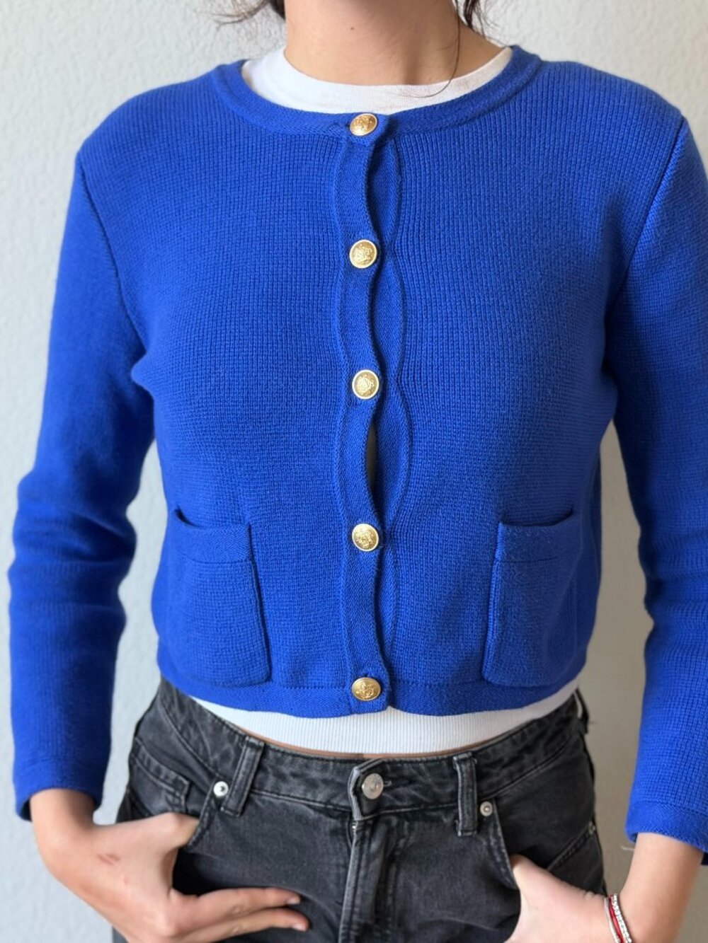 J.Crew Emilie Patch Pocket Sweater Lady Jacket Cobalt Blue XS